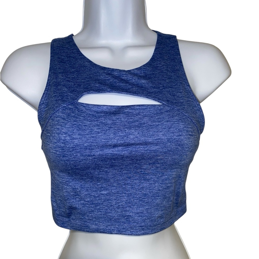 Aerie blue cut out athletic tank top with shelf bra